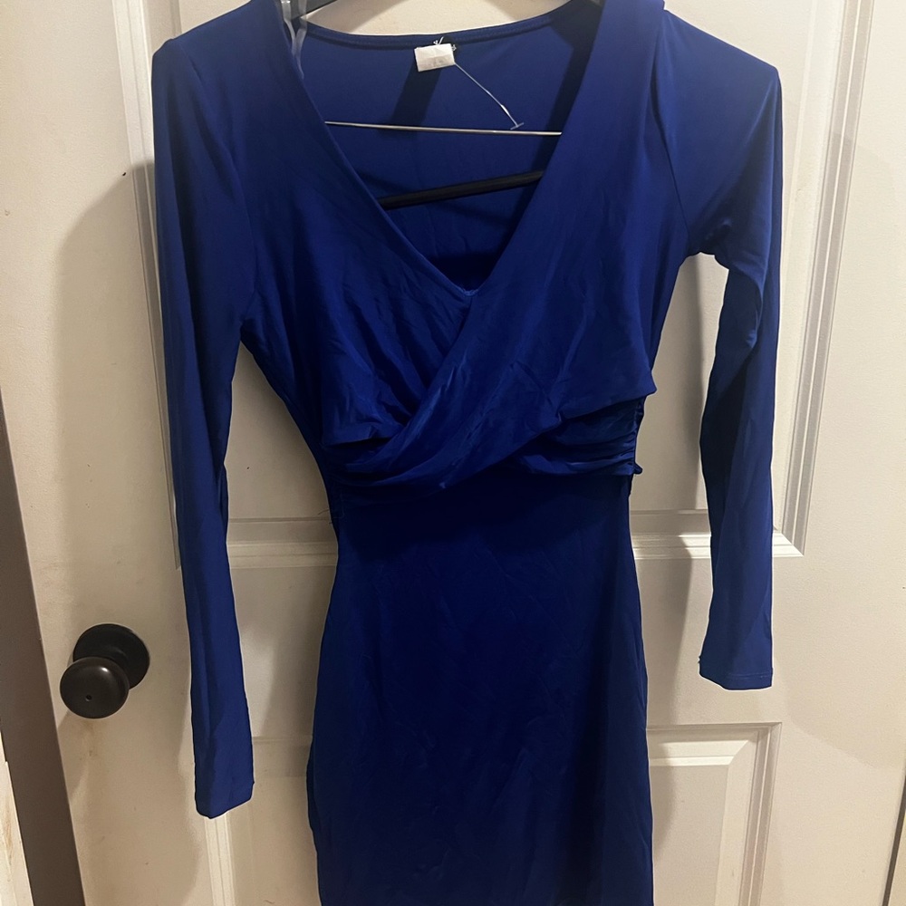 Elegant Blue Wrap Dress
